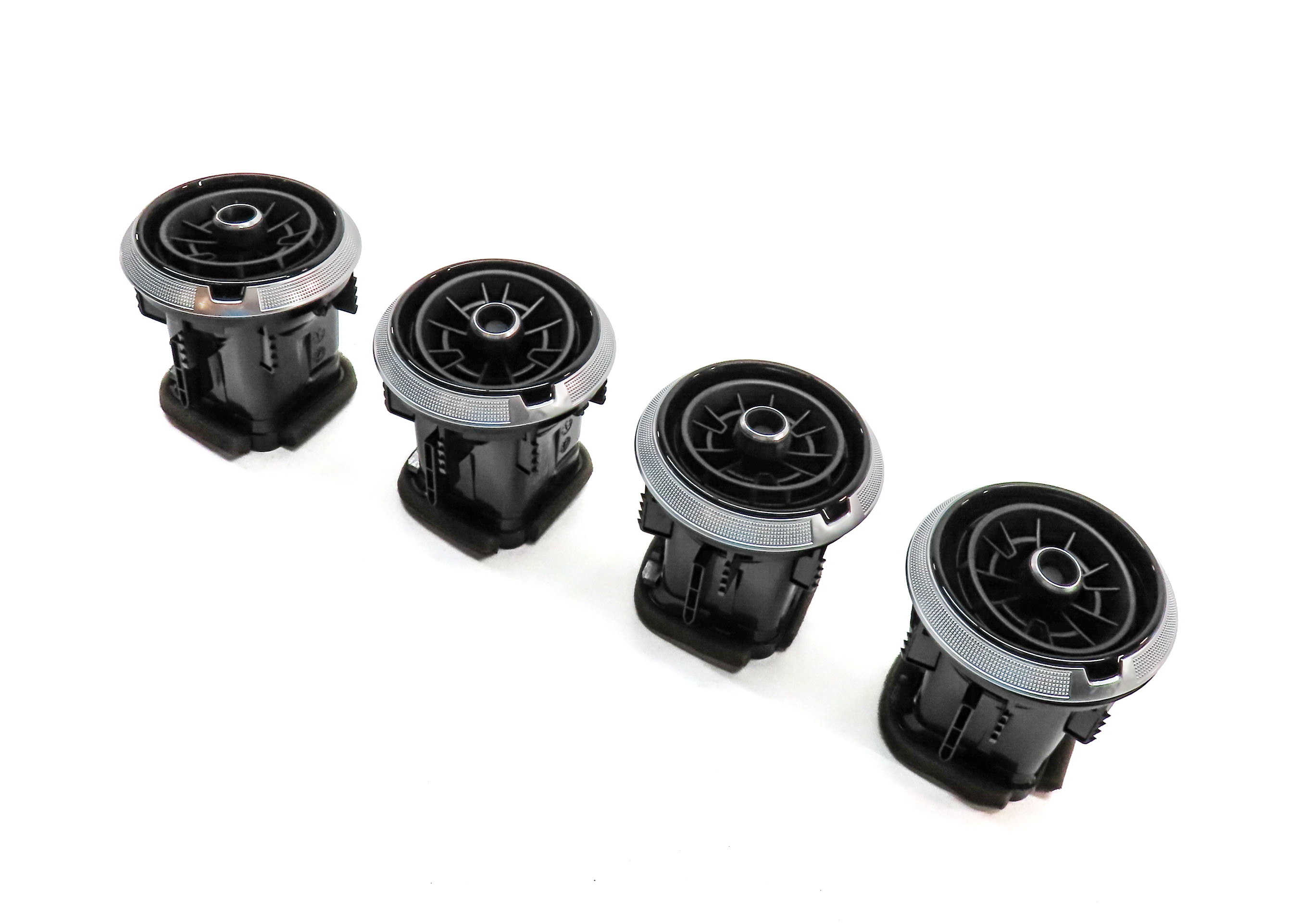17 AUDI A3 (8V) FRONT LEFT CENTER RIGHT DASH HEAT AIR AC HVAC VENT SET/4 (Black) — exact item pictured
